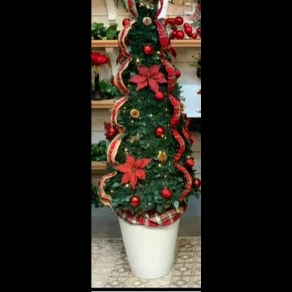 Barbara King 5' Pre-Lit Holiday Floral Pop Up Tree Red - Picture 2 of 2